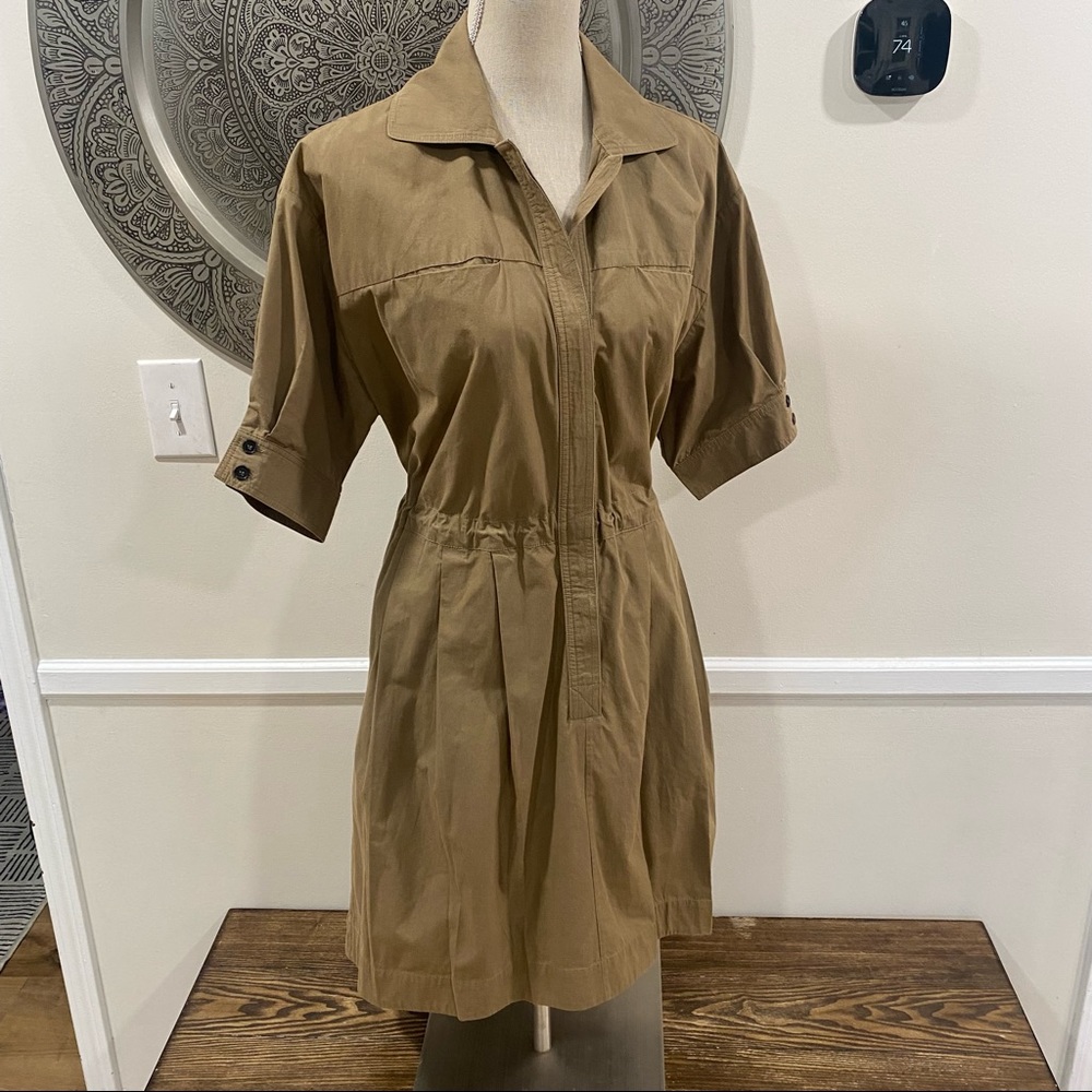 Billy Reid 'Best shirt dress' in utility khaki with drawstring waist - S
